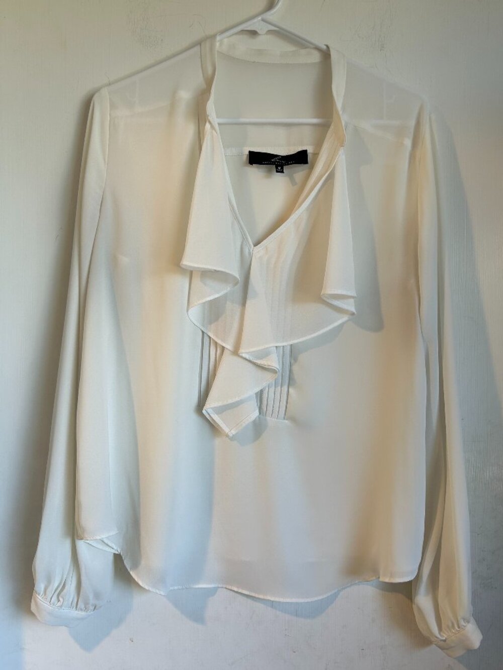 RACHEL Rachel Roy - White Drape Front Long Sleeve Blouse